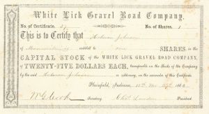 White Lick Gravel Road Co. - Stock Certificate