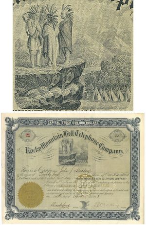 Rocky Mountain Bell Telephone Co. - 1883 dated Utah Territory Telephone Stock Certificate