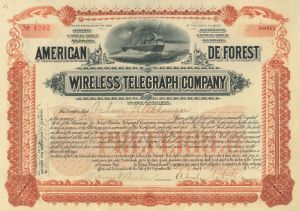 American DeForest Wireless Telegraph Co. - Stock Certificate