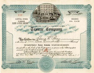 Taxicar Co. - Stock Certificate (Uncanceled)