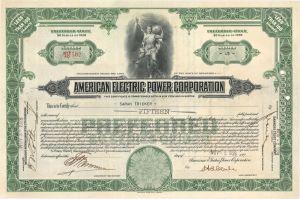 American Electric Power Corp. - 1928 dated Stock Certificate