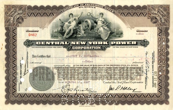 Central New York Power Corporation - Stock Certificate