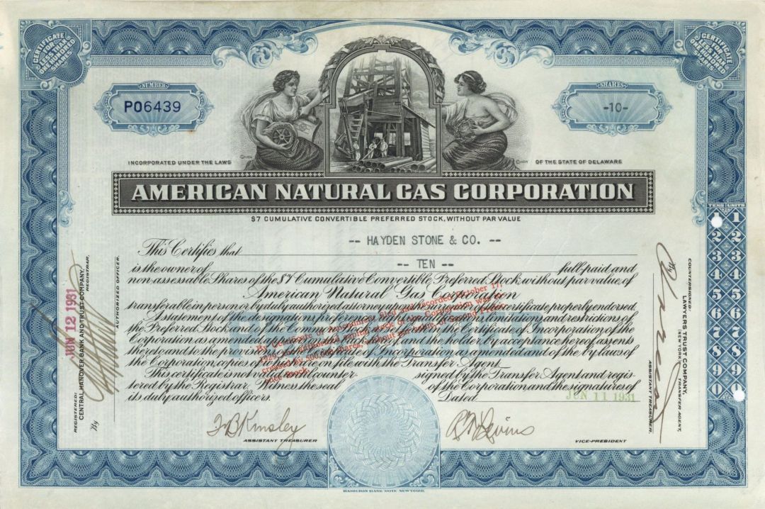 American Natural Gas Corp. - Stock Certificate