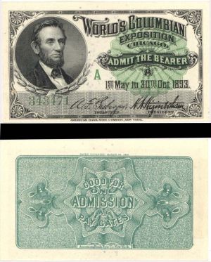 World's Columbian Exposition Chicago with Lincoln Portrait - 1893 dated World's Fair