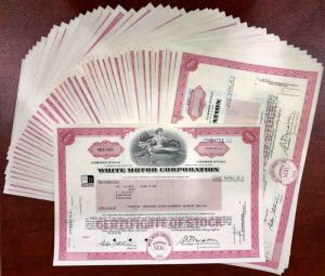 50 Pieces of White Motor Corporation - 50 Stock Certificates dated 1970's-80's! - Famous Automotive Company
