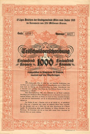 Austrian Bond - Various Denominations Kronen 