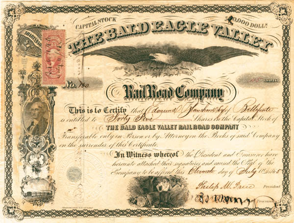 Bald Eagle Valley Railroad - Stock Certificate