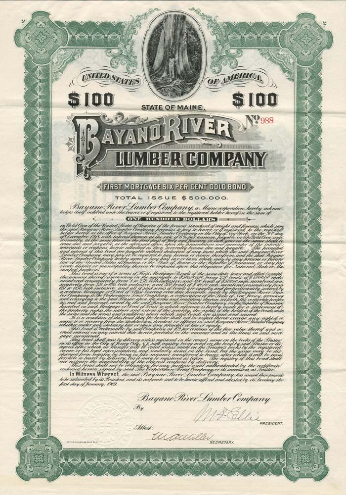 Bayano River Lumber Co. - Bond (Uncanceled)