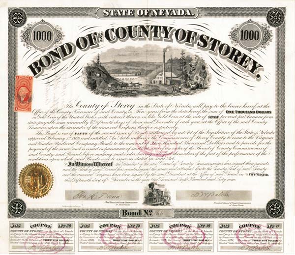 Bond of the County of Storey, Nevada