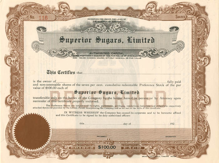 Superior Sugars, Limited