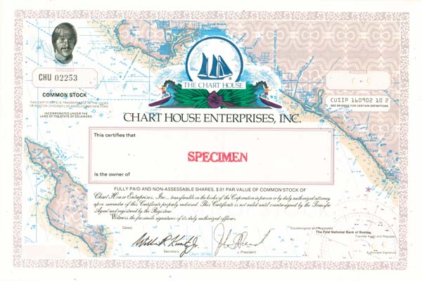 Chart House Enterprises, Inc - Stock Certificate