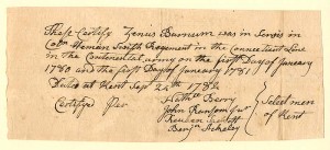 1782 Connecticut Line Document - Pay Order and Proof of Service