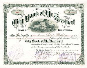 City Bank of McKeesport - Stock Certificate