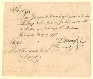 1778 dated Oliver Ellsworth signed Revolutionary War Pay Order - Connecticut - American Revolutionary War Autograph