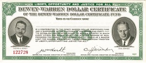 Dewey-Warren Dollar Certificate