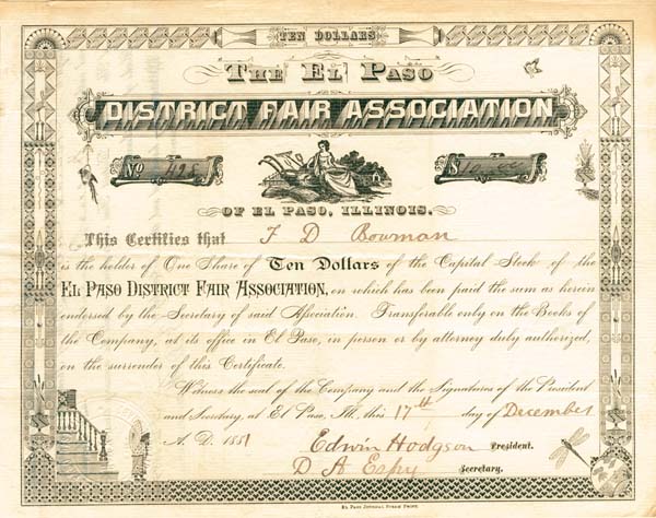 El Paso District Fair Association - Stock Certificate