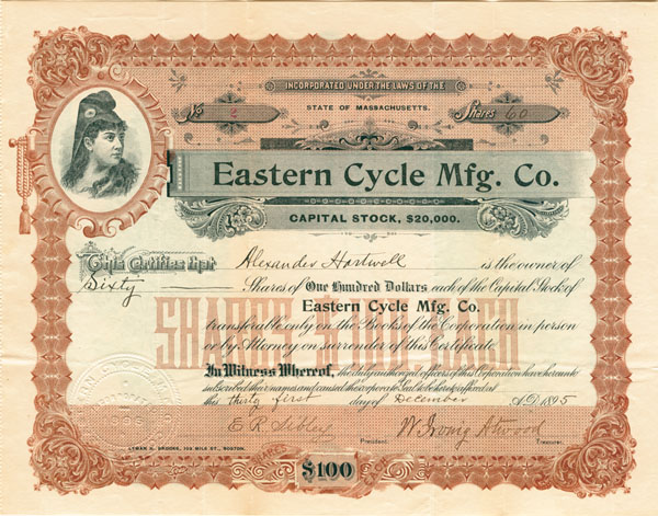 Eastern Cycle Manufacturing Co. - Stock Certificate