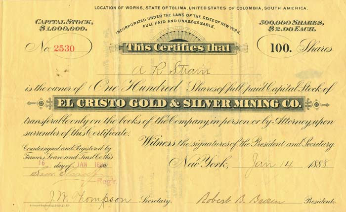 El Cristo Gold and Silver Mining Co.