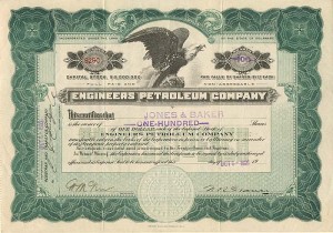 Engineers Petroleum Co. - Oil Stock Certificate