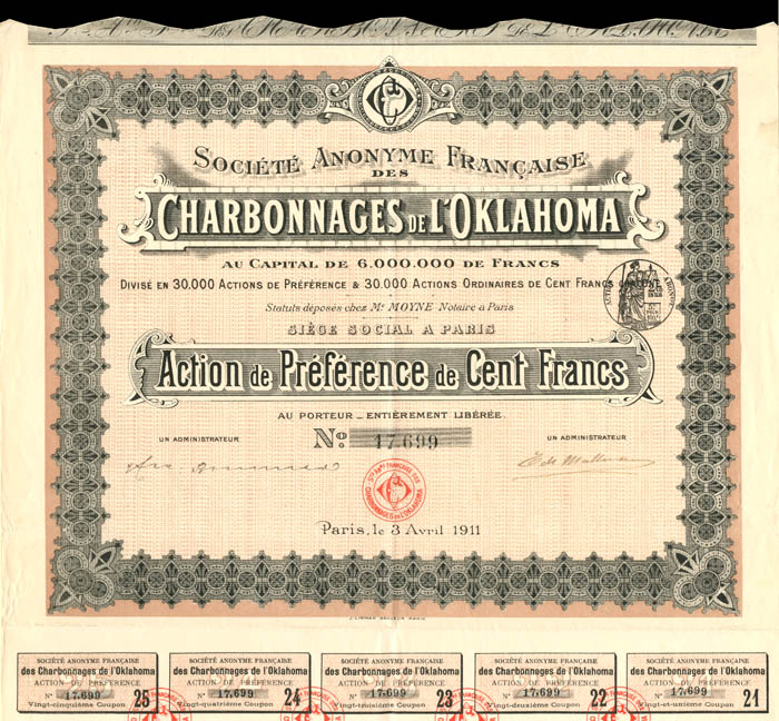 Societe Anonyme Francaise Des Charbonnages De L'Oklahoma