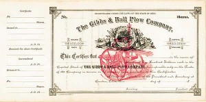 Gibbs and Ball Plow Co. - Stock Certificate