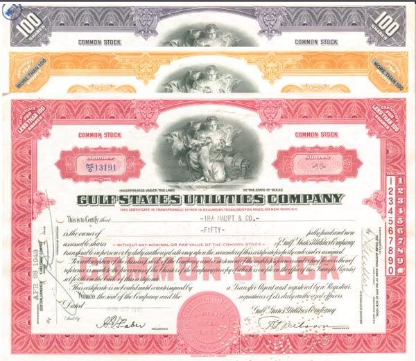 Gulf States Utilities Co. - Stock Certificate