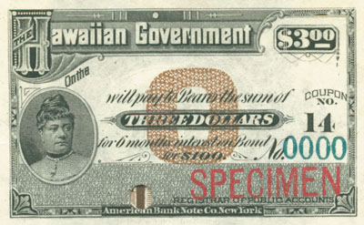 Hawaiian Government $3 Coupon