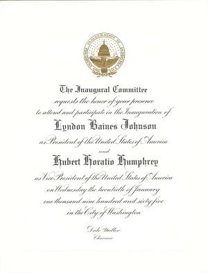 Johnson/Humphrey Inaugural Invitation