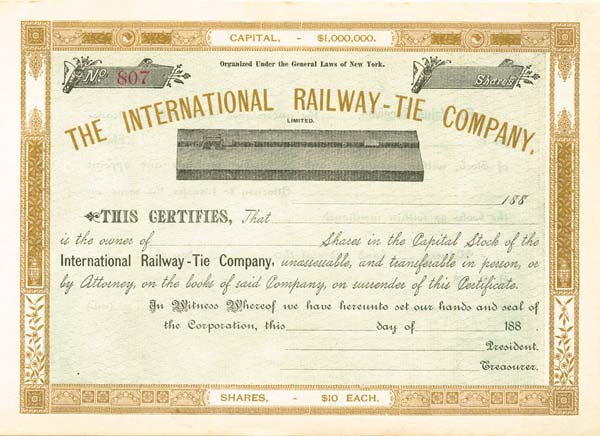 International Railway-Tie Co. - Stock Certificate