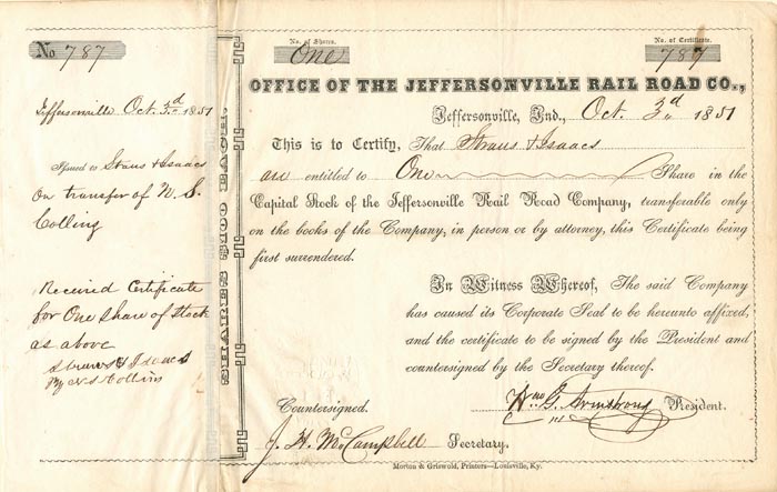 Office of the Jeffersonville Rail Road Co.