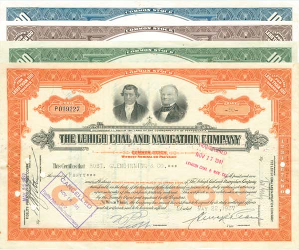 Lehigh Coal and Navigation Co. Collection - Stock Certificate