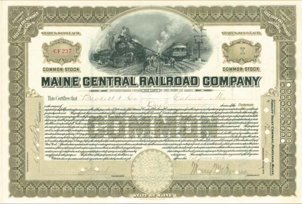 Maine Central Railroad Co. - Stock Certificate