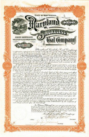 Maryland Smokeless Coal Co. - $1,000 - Bond