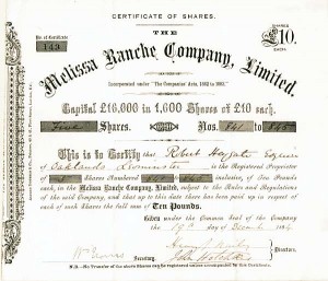 Melissa Ranche Co., ltd - Stock Certificate