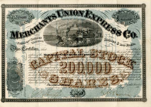 Merchants Union Express Co. - Stock Certificate