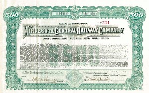 Minnesota Central Railway - Bond (Uncanceled)