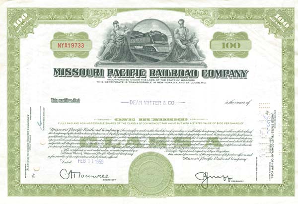 Missouri Pacific Railroad - Stock Certificate