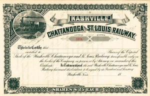 Nashville, Chattanooga and St. Louis Railway - Stock Certificate