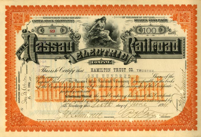 Nassau Electric Railroad - Stock Certificate