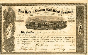 New York and Boston Railroad - Stock Certificate