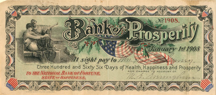 Bank of Prosperity - Advertising Note - Chicago, Illinois