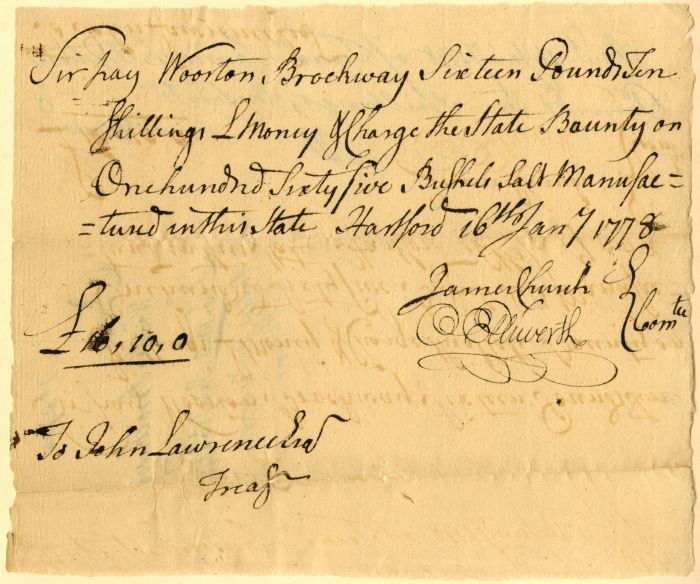 Oliver Ellsworth signed Revolutionary War Pay Order 