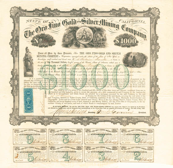 Oro Fino Gold and Silver Mining Co. - $1,000 Bond