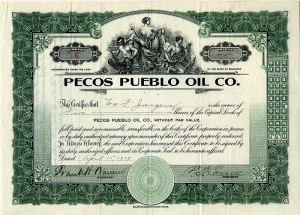 Pecos Pueblo Oil Co. - Stock Certificate