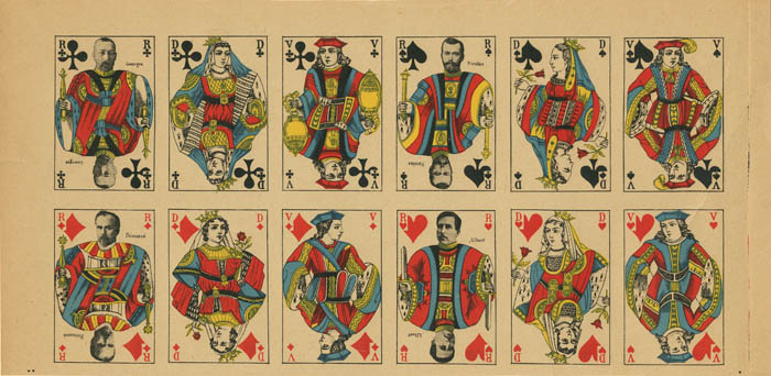 1st playing cards uncut sheet