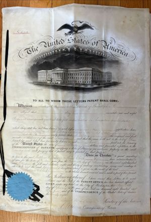 United States Commission of Patents Document signed by Robert McClelland - 4th United States Secretary of the Interior - 1854 dated Americana