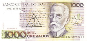 Brazil - 1 Cruzado Novo - P-216b - Group of 10 notes - 1989 dated Foreign Paper Money