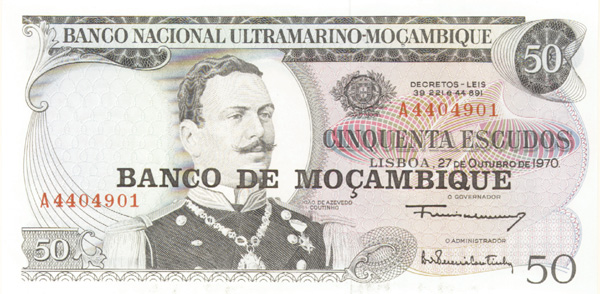 Mozambique - 50 Escudos - P-116 - 1970 dated Foreign Paper Money