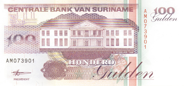 Suriname - 100 Gulden - P-139 - 1998 dated Foreign Paper Money