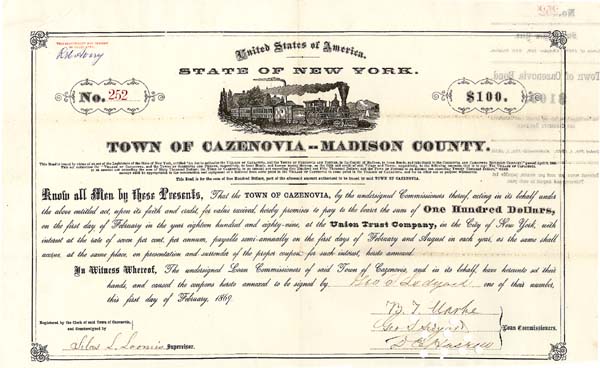 Town of Cazenovia Madison County - Bond